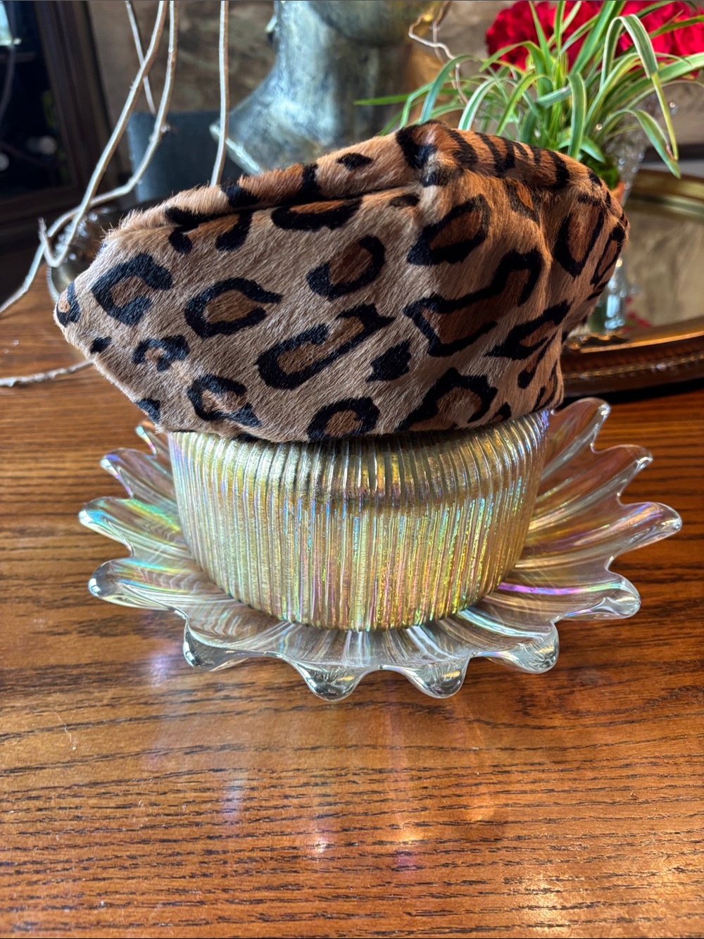 Eric Javits Animal Print Fur Beret Vintage Style
